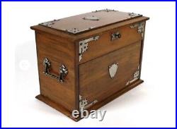 19c Antique 1890-1910 English Arts Crafts Oak Tobacco Smoking Pipe Caddy Cabinet