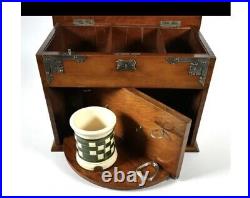 19c Antique 1890-1910 English Arts Crafts Oak Tobacco Smoking Pipe Caddy Cabinet