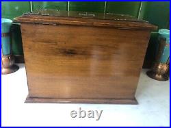 19c Antique 1890-1910 English Arts Crafts Oak Tobacco Smoking Pipe Caddy Cabinet