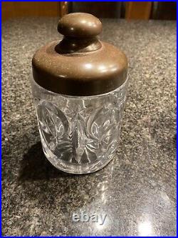 3 Vintage Antique Glass Tobacco Jars With Cooper Lids Patina Estate Find