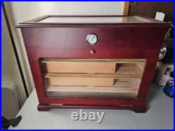 300-400 Count Large Jumbo Humidor Cigar Box Redwood Display Countertop Storage