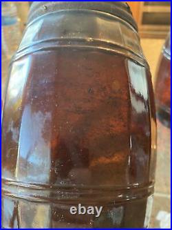 4-vintage 9 Globe Tobacco Co Detroit Pat 1882 Amber Barrel Glass Bottle Jar