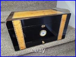 55-100 Cigar Gloss Rosewood Wood Inlay Humidor Key Lock