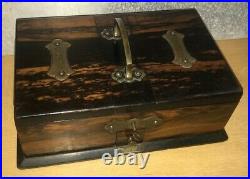 A Rare Stunning Antique Coromandel & Brass Desk Top Cigar and Cigarette Box