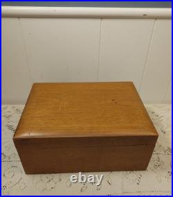 ALFRED DUNHILL Of London New York Humidor Wood Milk Glass Tobacciana Vintage