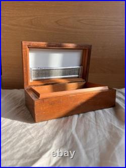 ALFRED DUNHILL Of London New York Humidor Wood Milk Glass Tobacciana Vintage