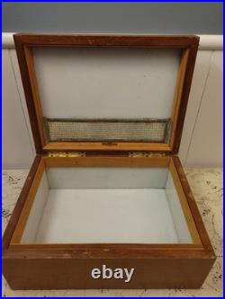 ALFRED DUNHILL Of London New York Humidor Wood Milk Glass Tobacciana Vintage