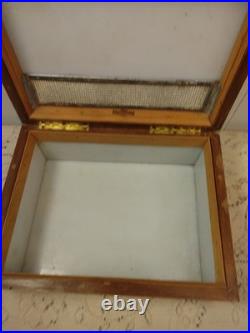 ALFRED DUNHILL Of London New York Humidor Wood Milk Glass Tobacciana Vintage