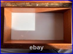 ALFRED DUNHILL Of London New York Humidor Wood Milk Glass Tobacciana Vintage
