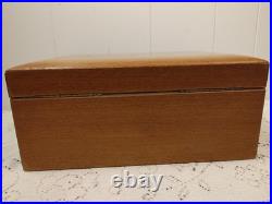 ALFRED DUNHILL Of London New York Humidor Wood Milk Glass Tobacciana Vintage