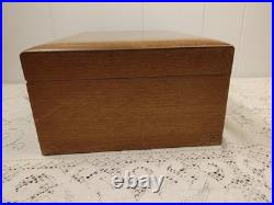 ALFRED DUNHILL Of London New York Humidor Wood Milk Glass Tobacciana Vintage