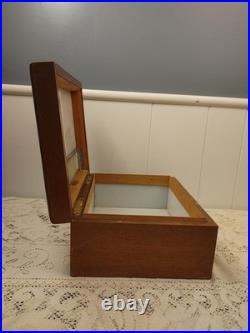 ALFRED DUNHILL Of London New York Humidor Wood Milk Glass Tobacciana Vintage