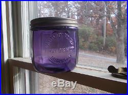 AMETHYST GLASS 1890s ANTIQUE CIGAR JAR WITH LID 50 CIGARS 1ST DISTRICT MICHIGAN