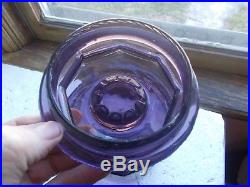 ANTIQUE 1890s AMETHYST GLASS TOBACCO HUMIDOR CIGAR JAR WithORIGINAL GLASS LID