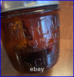 ANTIQUE AMBER F. R. RICE MERCANTILE CIGAR GLASS JAR CIGARS ST. LOUIS MO WithLABEL