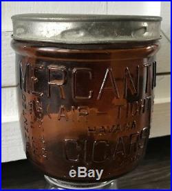 ANTIQUE AMBER F. R. RICE MERCANTILE CIGAR JAR HAVANA CIGARS ST. LOUIS MO WithLABEL