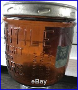 ANTIQUE AMBER F. R. RICE MERCANTILE CIGAR JAR HAVANA CIGARS ST. LOUIS MO WithLABEL