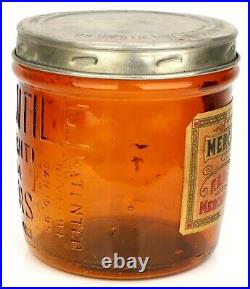 ANTIQUE AMBER F. R. RICE MERCANTILE CIGAR JAR HAVANA CIGARS ST. LOUIS MO withLABEL 1