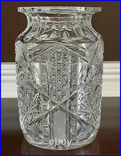 ANTIQUE AMERICAN BRILLIANT CUT GLASS CRYSTAL LARGE HUMIDOR Cigar JAR NO LID