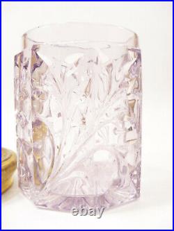 ANTIQUE ART NOUVEAU CIGAR TOBACCO GLASS HUMIDOR JAR With BRASS LID