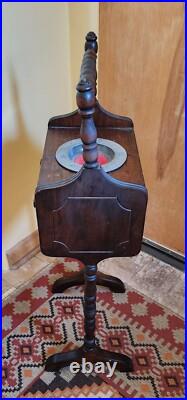 ANTIQUE ONE DRAWER SMOKE STAND HUMIDOR WithWINSTON CUP CRASH (ASH) TRAY INSERT