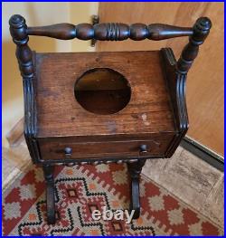 ANTIQUE ONE DRAWER SMOKE STAND HUMIDOR WithWINSTON CUP CRASH (ASH) TRAY INSERT