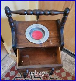 ANTIQUE ONE DRAWER SMOKE STAND HUMIDOR WithWINSTON CUP CRASH (ASH) TRAY INSERT