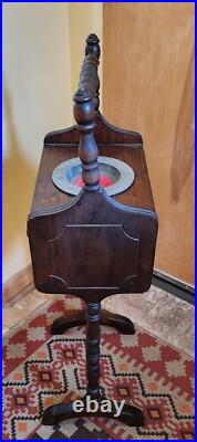 ANTIQUE ONE DRAWER SMOKE STAND HUMIDOR WithWINSTON CUP CRASH (ASH) TRAY INSERT