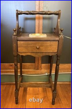 ANTIQUE ONE DRAWER SMOKE STAND HUMIDOR withAshtray Insert /Walnut Smoke Stand 1930