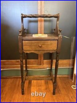 ANTIQUE ONE DRAWER SMOKE STAND HUMIDOR withAshtray Insert /Walnut Smoke Stand 1930