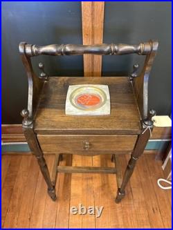 ANTIQUE ONE DRAWER SMOKE STAND HUMIDOR withAshtray Insert /Walnut Smoke Stand 1930