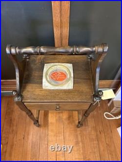 ANTIQUE ONE DRAWER SMOKE STAND HUMIDOR withAshtray Insert /Walnut Smoke Stand 1930