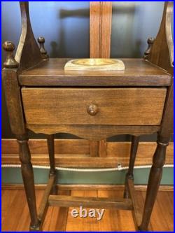 ANTIQUE ONE DRAWER SMOKE STAND HUMIDOR withAshtray Insert /Walnut Smoke Stand 1930