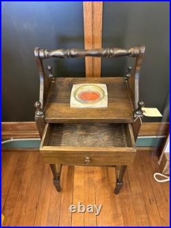 ANTIQUE ONE DRAWER SMOKE STAND HUMIDOR withAshtray Insert /Walnut Smoke Stand 1930