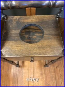ANTIQUE ONE DRAWER SMOKE STAND HUMIDOR withAshtray Insert /Walnut Smoke Stand 1930