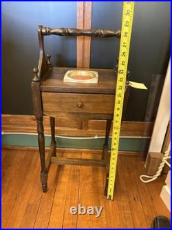 ANTIQUE ONE DRAWER SMOKE STAND HUMIDOR withAshtray Insert /Walnut Smoke Stand 1930