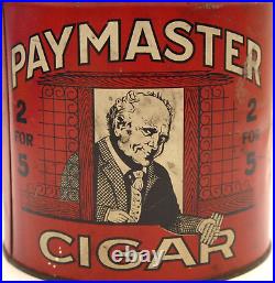 ANTIQUE PAYMASTER CIGARS 2 For 5 CIGARS ADVERTISING TIN HUMIDOR