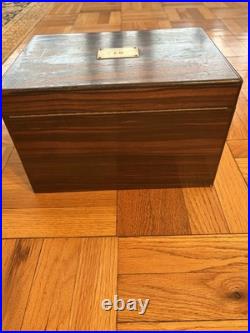 ANTIQUE ROSEWOOD CIGAR HUMIDOE 12 1/2 L x 9 W x 8 H. MONOGRAM SI