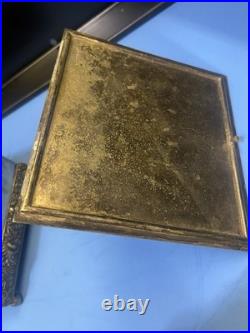 ANTIQUE SILVER PLATE HUMIDOR BY MERIDAN HUNTING DOG & PREY WithMATCH CASE +INSERT