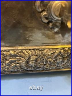 ANTIQUE SILVER PLATE HUMIDOR BY MERIDAN HUNTING DOG & PREY WithMATCH CASE +INSERT