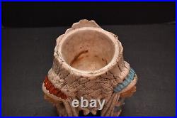 ATQ Majolica Native Chief Indian Victorian Pottery Planter Tobacciana Humidor