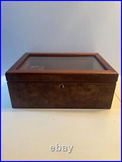 Agresti Classic Look Burl Wood Humidor Cigar Box 13.25x9.375x4.25 Made In Italy