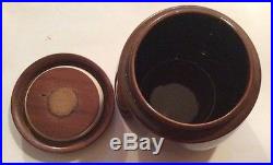 Alfred Dunhill Vintage Ceramic 5 1/4 x 4 Tobacco Humidor Jar Brown & Wood Lid