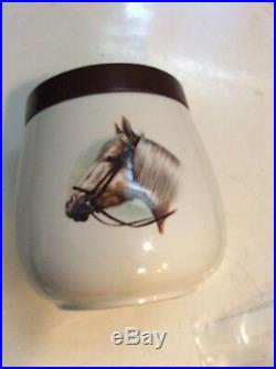 Alfred Dunhill Vintage Ceramic 5 1/4 x 4 Tobacco Humidor Jar Equestrian Horse