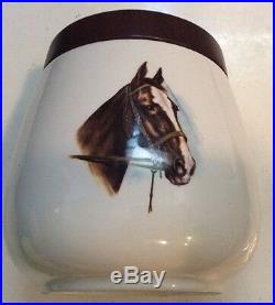 Alfred Dunhill Vintage Ceramic 5 1/4 x 4 Tobacco Humidor Jar Equestrian Horse