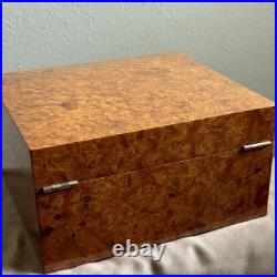 Alfred Dunhill of London Burl Wood Cigar Humidor with Metal Humidifier