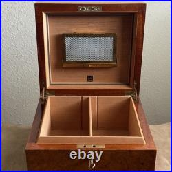 Alfred Dunhill of London Burl Wood Cigar Humidor with Metal Humidifier