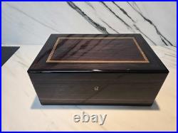 Alfred dunhill lacquered marquetry inlaid mahogany Cigar Humidor France No Key