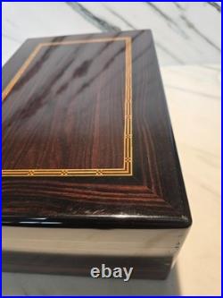 Alfred dunhill lacquered marquetry inlaid mahogany Cigar Humidor France No Key