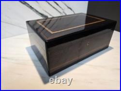 Alfred dunhill lacquered marquetry inlaid mahogany Cigar Humidor France No Key
